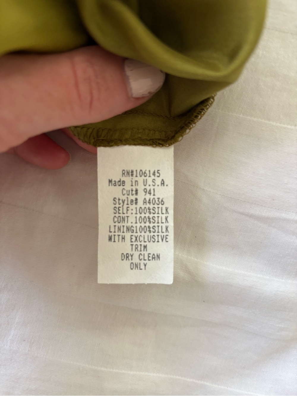 Vintage Ruth Strapless Olive Silk Twist-Bodice Dress Size 8 - Picture 9 of 9